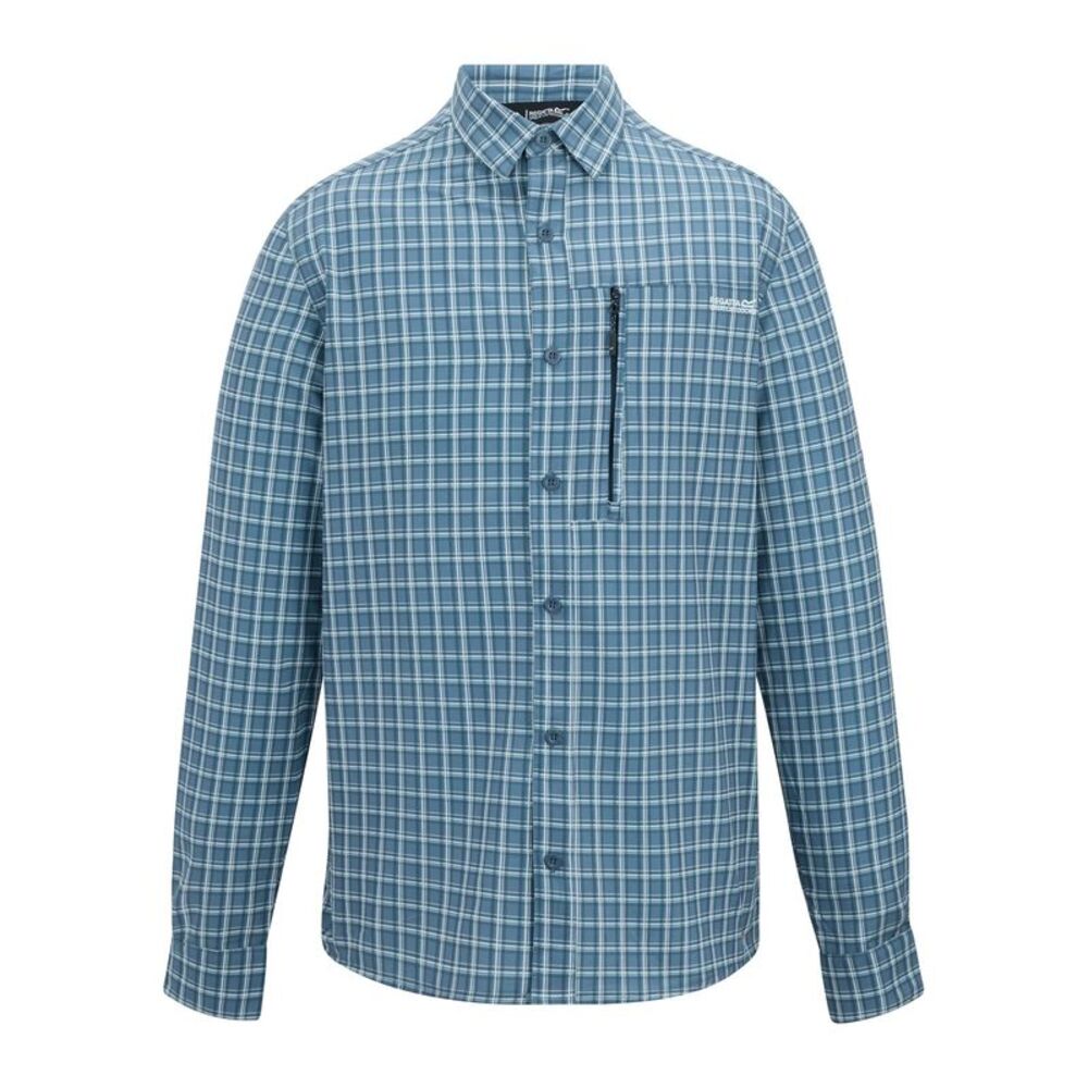 Regatta Mens Checked Insect Repellent Travel Shirt / China Blue